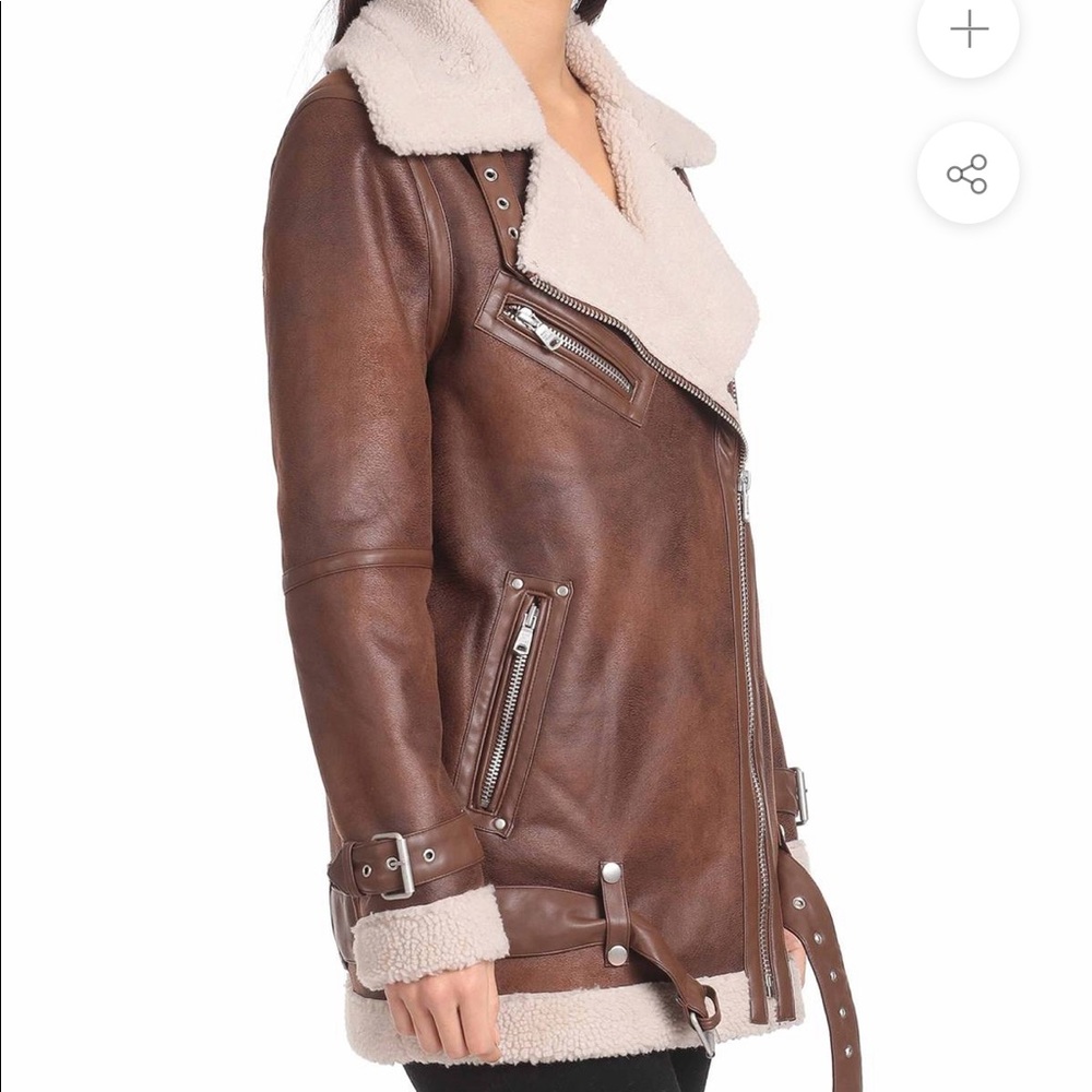 NWT Avec Les Filles Sherpa Belted Biker - Picture 2 of 6
